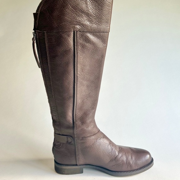 Franco Sarto Chocolate Brown Genuine Leather Knee High Boots size 9 - Picture 2 of 16